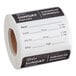 A roll of Noble Products Sunday 2" x 2" dissolvable day of the week labels with spaces for item, date, time, use by, employee, and manager information.