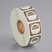 A roll of white and brown Noble Products Thursday dissolvable stickers with a clock label.