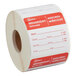 A roll of removable day of the week labels for Wednesday, measuring 2 inches by 2 inches, with spaces for item, date, time, use by, employee, and manager information.