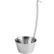 A silver stainless steel Choice ladle with a long handle.