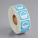A roll of paper with blue and white Noble Products day of the week stickers.