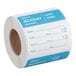 A roll of Noble Products Monday dissolvable day of the week labels with spaces for item, date, time, use by, employee, and manager information.
