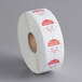 A roll of white paper with red and white Noble Products clock labels with the days of the week on them.