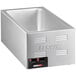 A silver rectangular ServIt electric countertop food cooker/warmer with a black and white label.