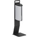 A white metal rectangular liquid soap sanitizing station with black accents.