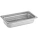 A rectangular silver stainless steel Choice steam table pan with a wire rack.