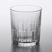 A clear Duralex Jazz rocks glass with a curved edge.