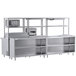 A Chef's Counter serving line with a sandwich prep table, steam table, and dish cabinets.
