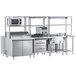 A Chef's Counter serving line with a steam table, sandwich prep table, and dish cabinets.