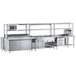 A Chef's Counter stainless steel serving line with a sandwich prep table, steam table, and work table.