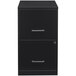 A black Hirsh Industries two-drawer vertical file cabinet.