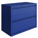 A Hirsh Industries Classic Blue Two-Drawer Lateral File Cabinet.