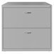 A grey Hirsh Industries lateral file cabinet with two drawers.