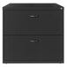 A black file cabinet with two drawers.