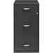 A Hirsh Industries charcoal 3-drawer file cabinet with silver handles.
