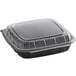 Choice 9" x 9" x 3" Microwavable 1-Compartment Black / Clear Plastic Hinged Container - 100/Case Main Thumbnail 4