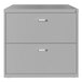 A Hirsh Industries arctic silver file cabinet with two drawers.