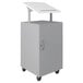 Hirsh Industries 24076 White / Arctic Silver Mobile Lectern / Podium with Adjustable Laminate Top and Lockable Storage - 18" x 18" x 50" Main Thumbnail 1