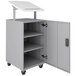 Hirsh Industries 24076 White / Arctic Silver Mobile Lectern / Podium with Adjustable Laminate Top and Lockable Storage - 18" x 18" x 50" Main Thumbnail 2