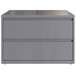 A grey steel Hirsh Industries lateral file cabinet with two drawers.