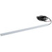 A long white rectangular LED light with a black wire attached.