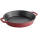 A Valor merlot enameled cast iron skillet with dual handles.