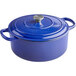 A Valor Galaxy Blue enameled cast iron Dutch oven with a lid and handle.