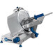 An Edlund manual meat slicer with a silver and blue blade and handle.