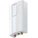 A white rectangular Stiebel Eltron tankless water heater with a black square on the front.