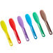 A set of six Choice smooth polypropylene sandwich spreaders with brown, green, purple, red, yellow, and blue handles.