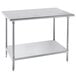 Advance Tabco GLG-486 48" x 72" 14 Gauge Stainless Steel Work Table with Galvanized Undershelf Main Thumbnail 1