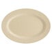 A white oval sandstone platter with a round edge.