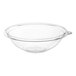 A clear plastic Visions catering bowl with a rim.