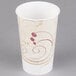 A white Solo paper cold cup with a swirl design.