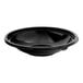 A Visions black PET plastic round catering bowl with a lid.