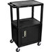Luxor WT2642C2E Black Tuffy Two Shelf Adjustable Height A/V Cart with Locking Cabinet - 18" x 24" Main Thumbnail 1
