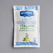 A white Hellmann's Light Italian dressing packet with a blue and green label.