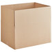 A Lavex kraft cardboard shipping box with the lid open.