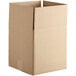 A brown cardboard box with a cut out top.