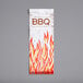 A white Choice BBQ bag with orange and red flames on it.