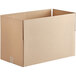 A Lavex kraft cardboard shipping box with a cut out top.