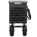 A large black and grey King Electric portable industrial heater on wheels.