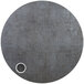 A BFM Seating Midtown round grey tabletop with a round silver circle in the center