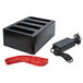 A black rectangular BFM Seating On-Top Pack wireless charging station with a black cord and red handle.