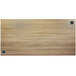 A BFM Seating Sawmill Oak rectangular wood tabletop with metal screws.
