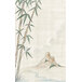 Menu paper cover with a painting of bamboo trees and a mountain in white and bamboo designs.