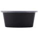 A black oval Pactiv Newspring souffle container with a clear lid.