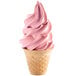 A pink ice cream cone with Fabbri strawberry flavoring paste on top.