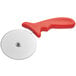 A Choice pizza cutter with a red polypropylene handle.