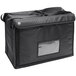An American Metalcraft black polyester insulated delivery bag with a zipper and handle.